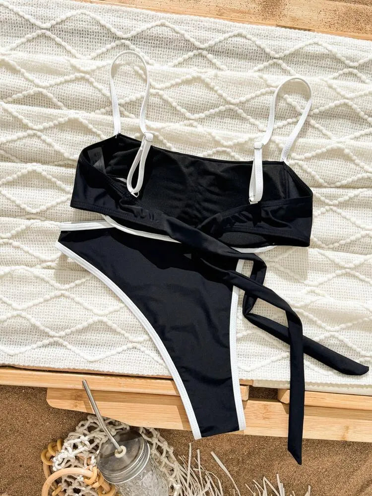 Black and White Bikini Set