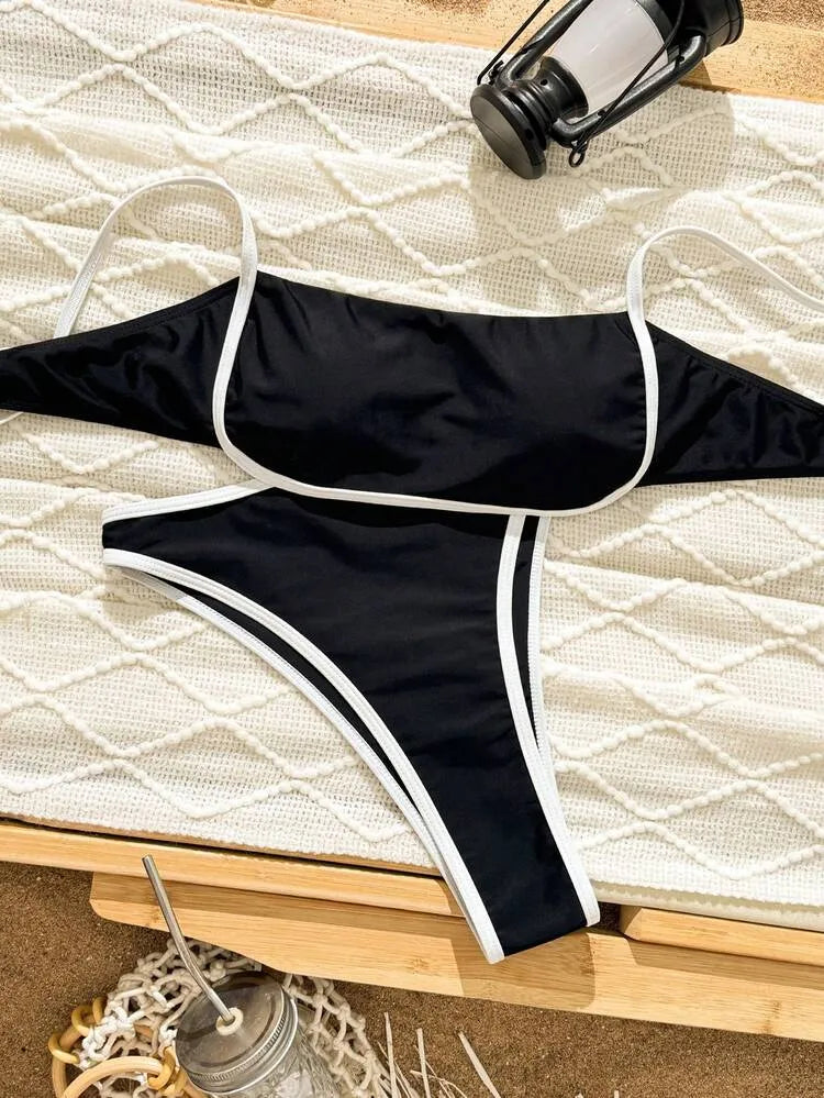 Black and White Bikini Set