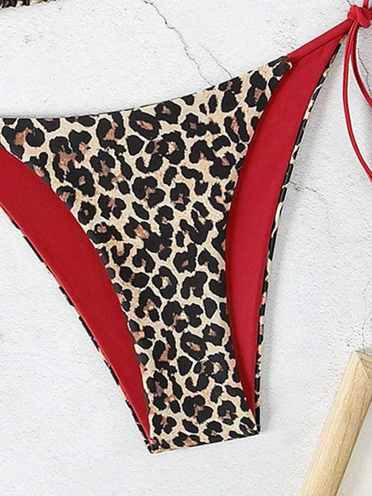 Multicolor Leopard-Print Bikini Set