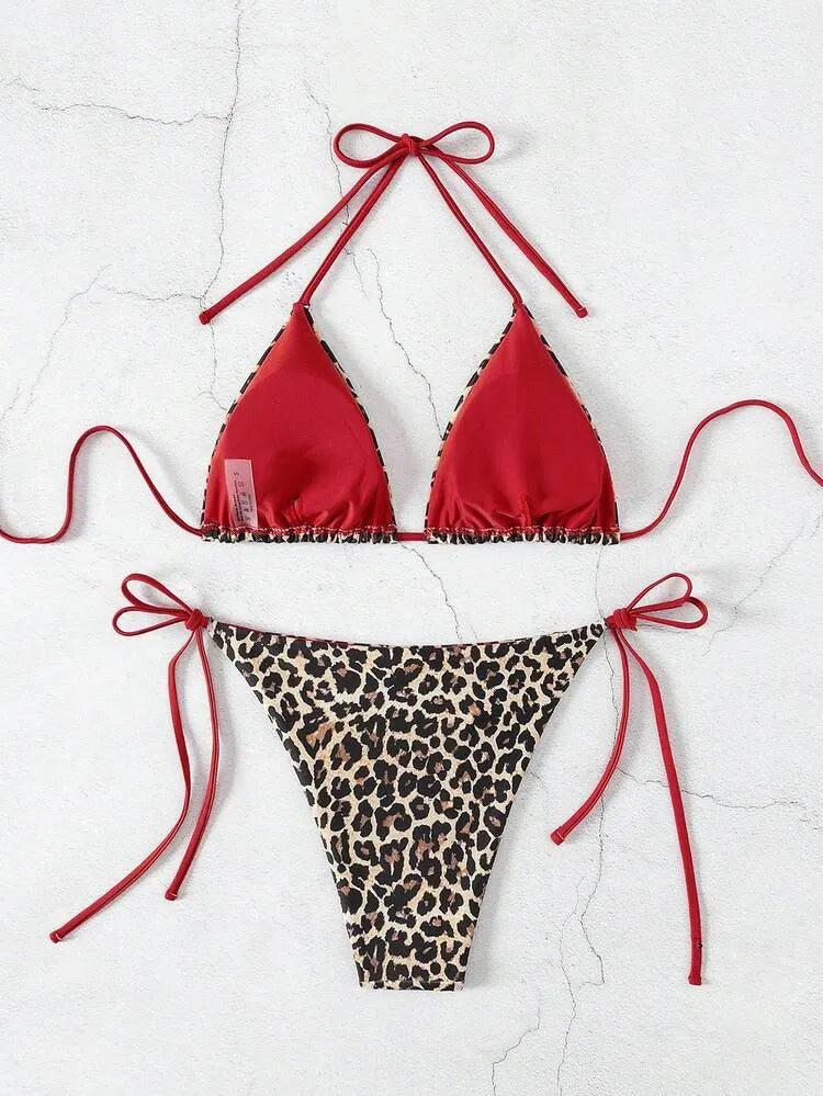 Multicolor Leopard-Print Bikini Set