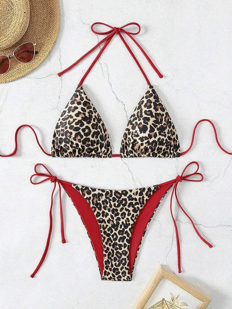 Multicolor Leopard-Print Bikini Set