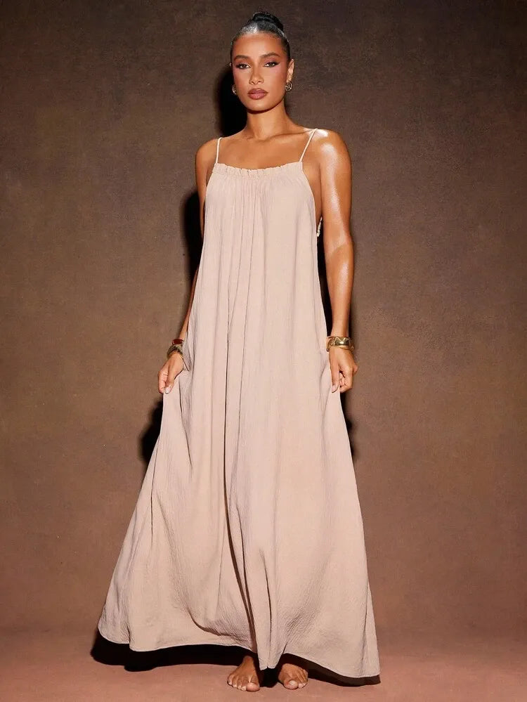 Light Grey Strappy Maxi Dress