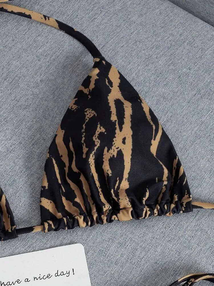 Printed Triangle Bikini Set