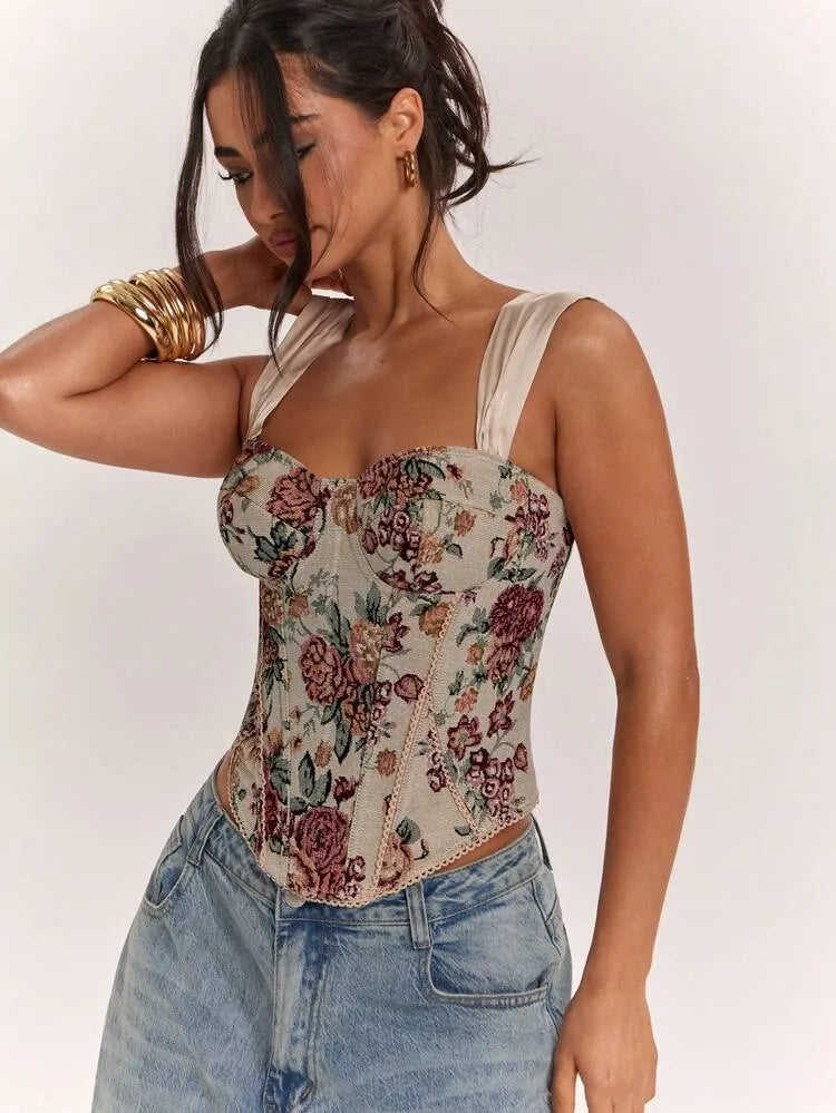 Multicolor Printed Corset Blouse