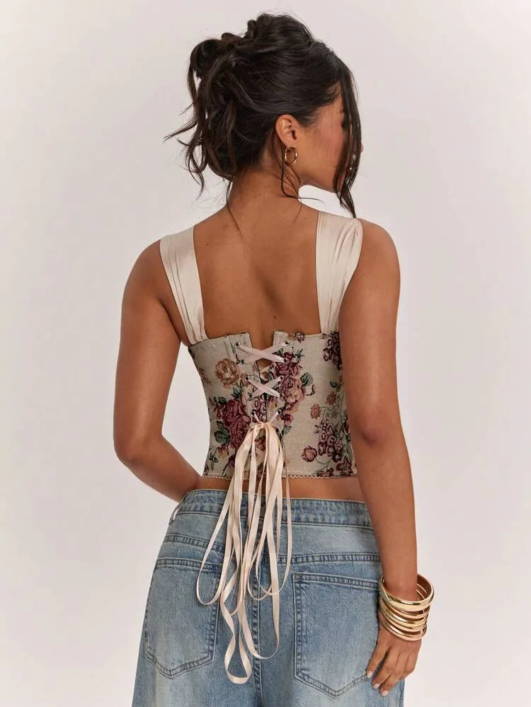 Multicolor Printed Corset Blouse