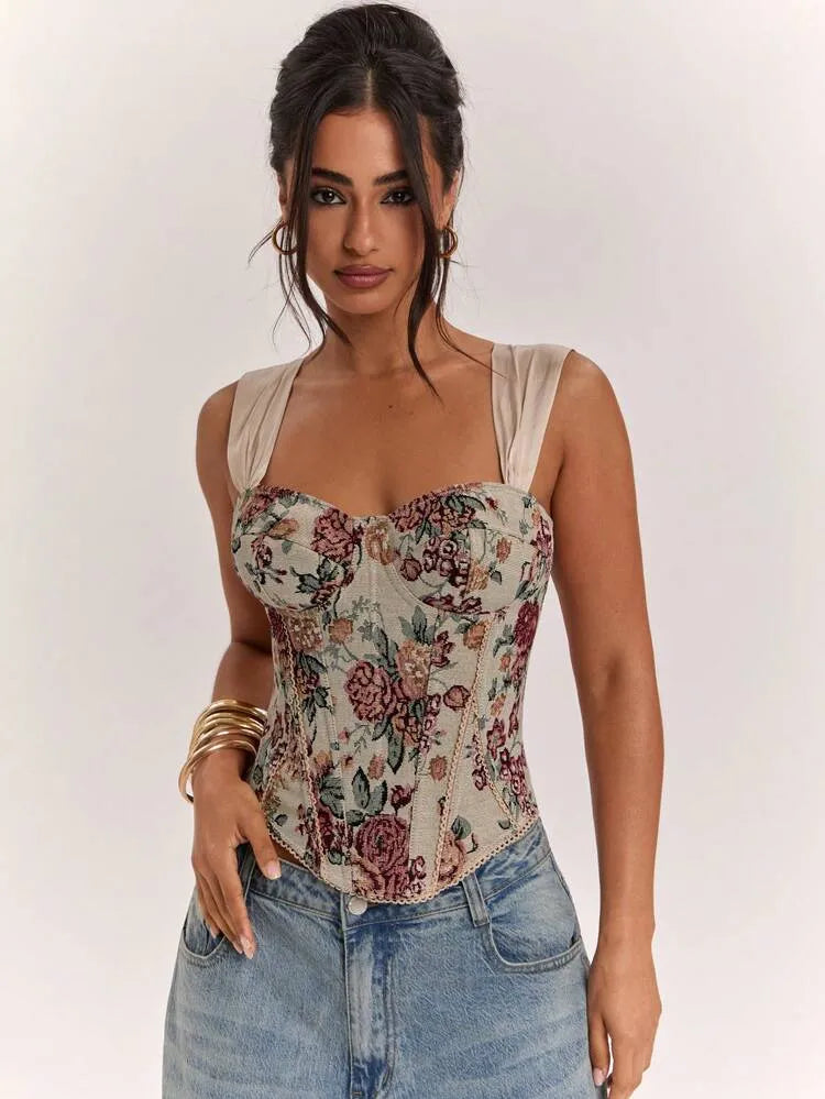 Multicolor Printed Corset Blouse