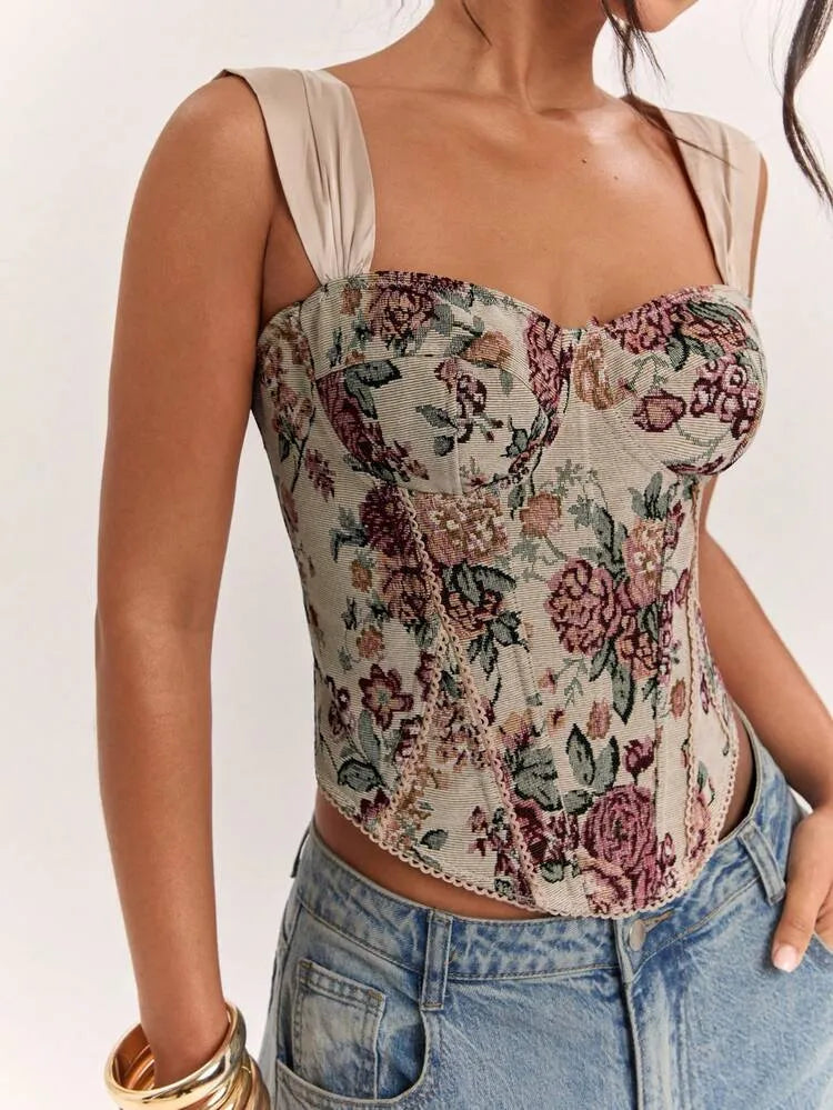 Multicolor Printed Corset Blouse