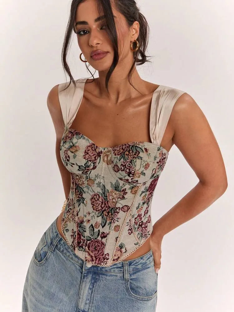 Multicolor Printed Corset Blouse