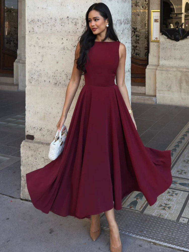Bordo Midi Elbise