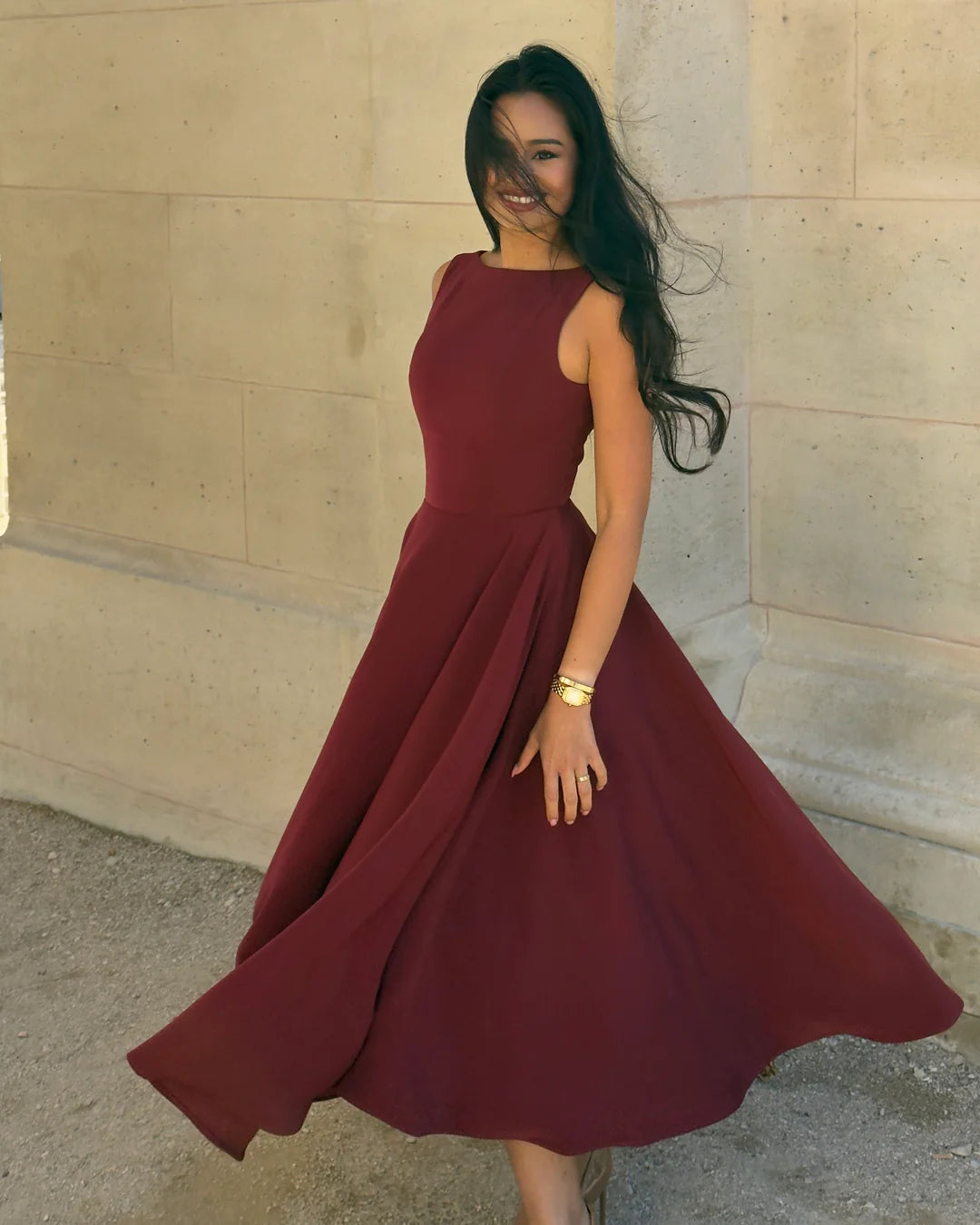Bordo Midi Elbise