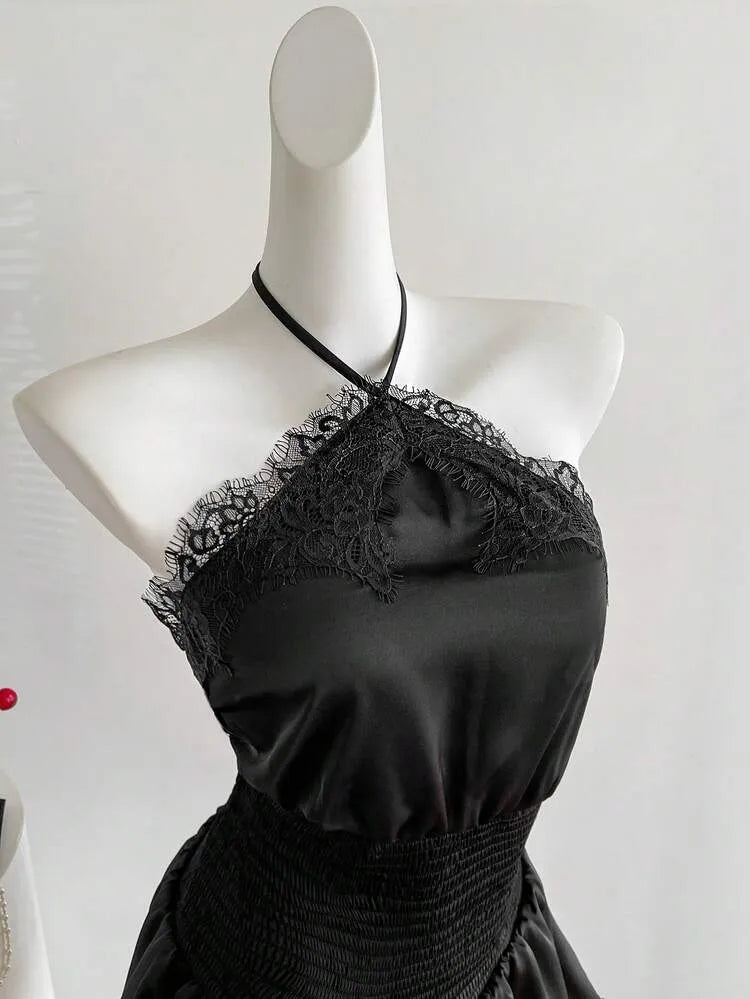 Black Satin Mini Dress