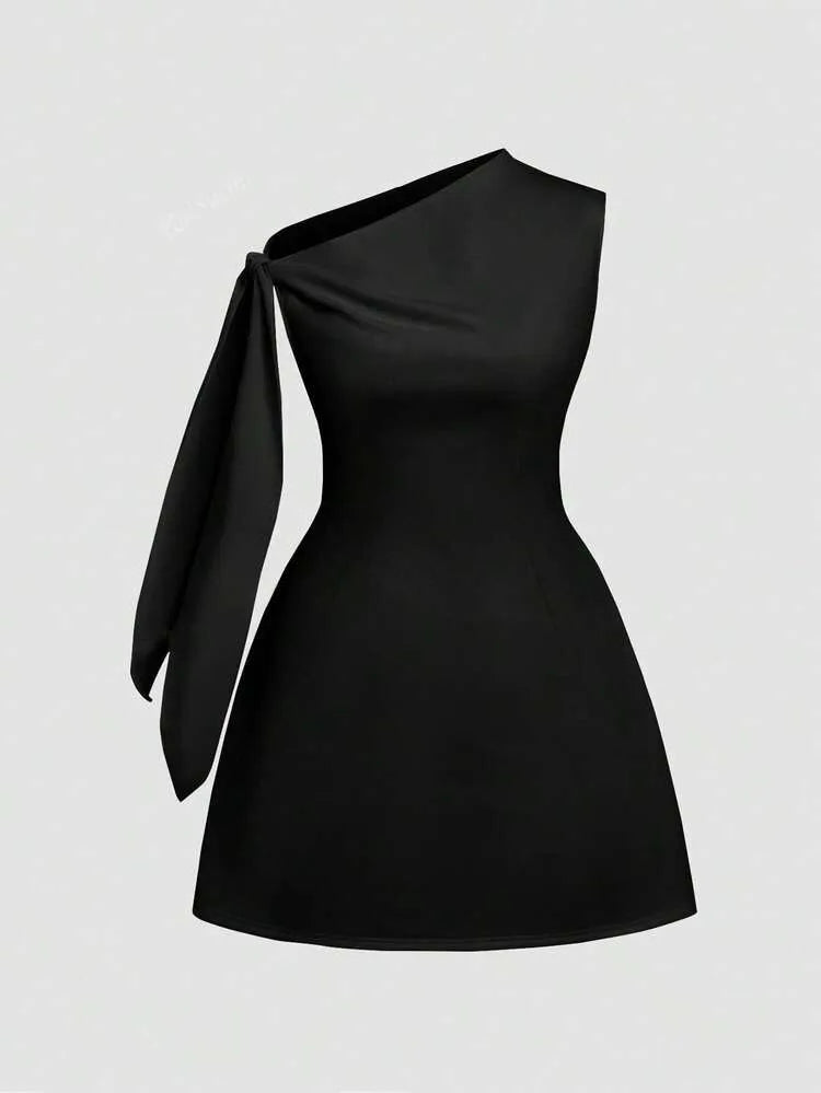 Black One-Shoulder Mini Dress